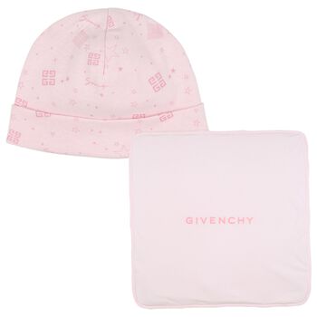 Baby Girls Pink Logo Blanket & Hat Set