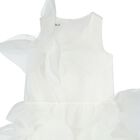 Girls White Organza 3D Floral Tiered Dress, 1, hi-res