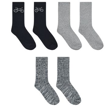 Boys Navy Blue & Grey Socks (3 Pack)