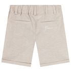 Baby Boys Beige & White Shorts Set, 1, hi-res