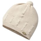 Beige Logo Knitted Baby Hat, 1, hi-res