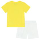 Yellow & White Teddy Bear Logo Shorts Set, 3, hi-res
