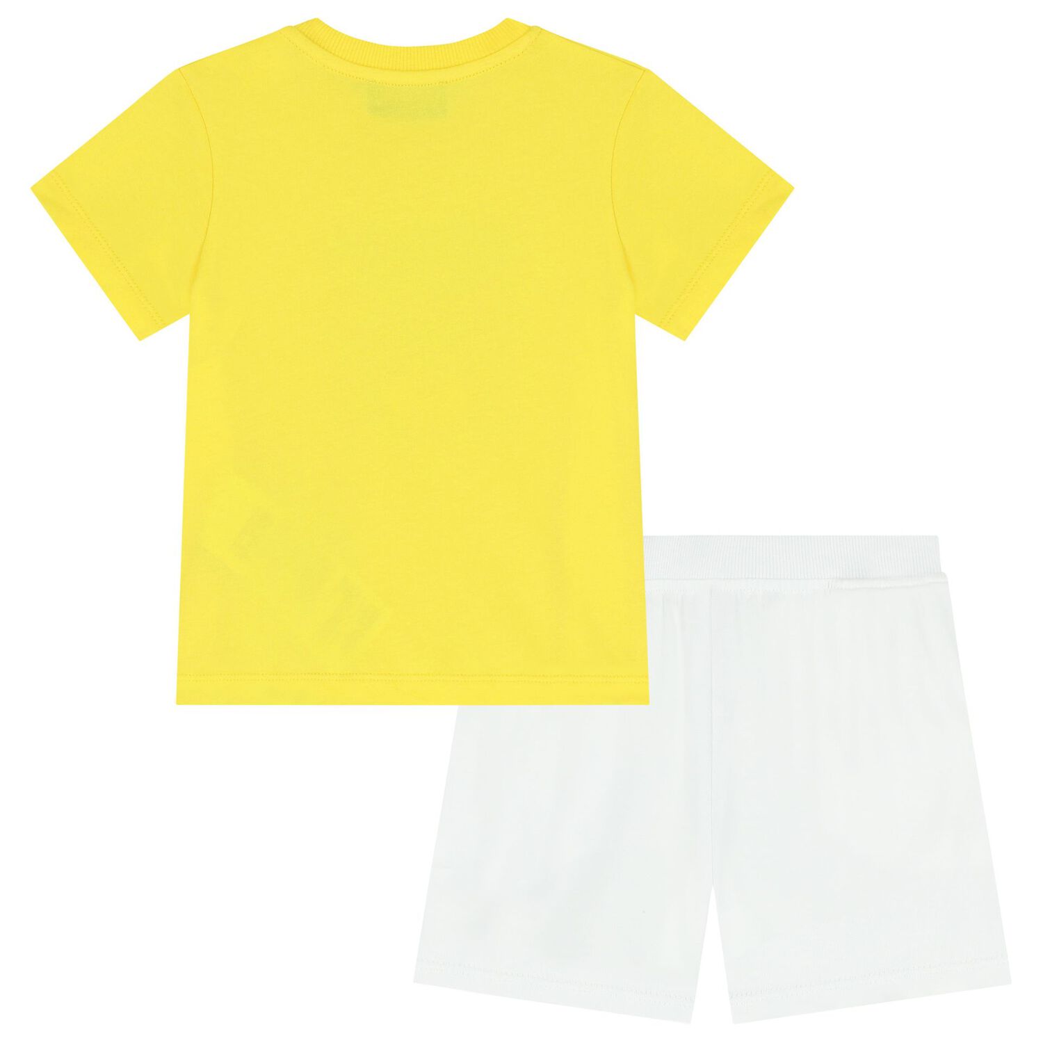 Yellow & White Teddy Bear Logo Shorts Set, 3, hi-res image number null