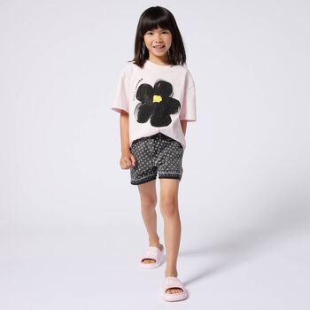 Girls Black Denim Rhinestones Shorts