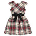 Girls Ivory, Red & Green Tartan Dress, 1, hi-res