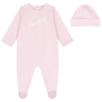 Baby Girls Pink Logo Babygrow Gift Set