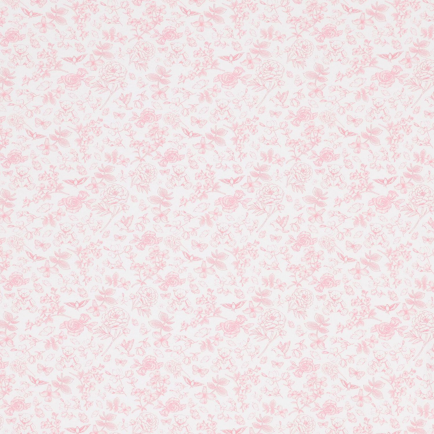 Baby Girls White & Pink Toile de Jouy Babygrow Set, 1, hi-res image number null