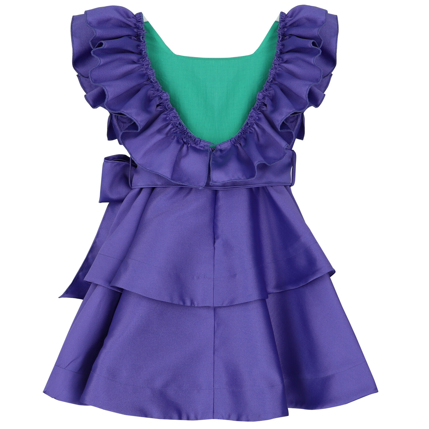 فستان مكشكش باللون البنفسجي , 1, hi-res