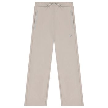 Girls Beige Embellished Logo Trousers