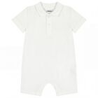 Baby Boys White Logo Romper, 1, hi-res