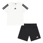 Younger Boys White & Black Logo Shorts Set, 1, hi-res