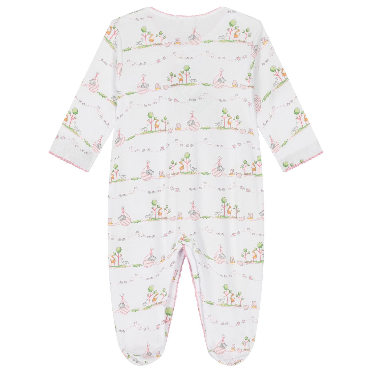 Baby Girls White & Pink Animals Babygrow, 2, hi-res