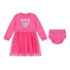 Baby Girls Pink Logo Tulle Dress Set, 1, hi-res