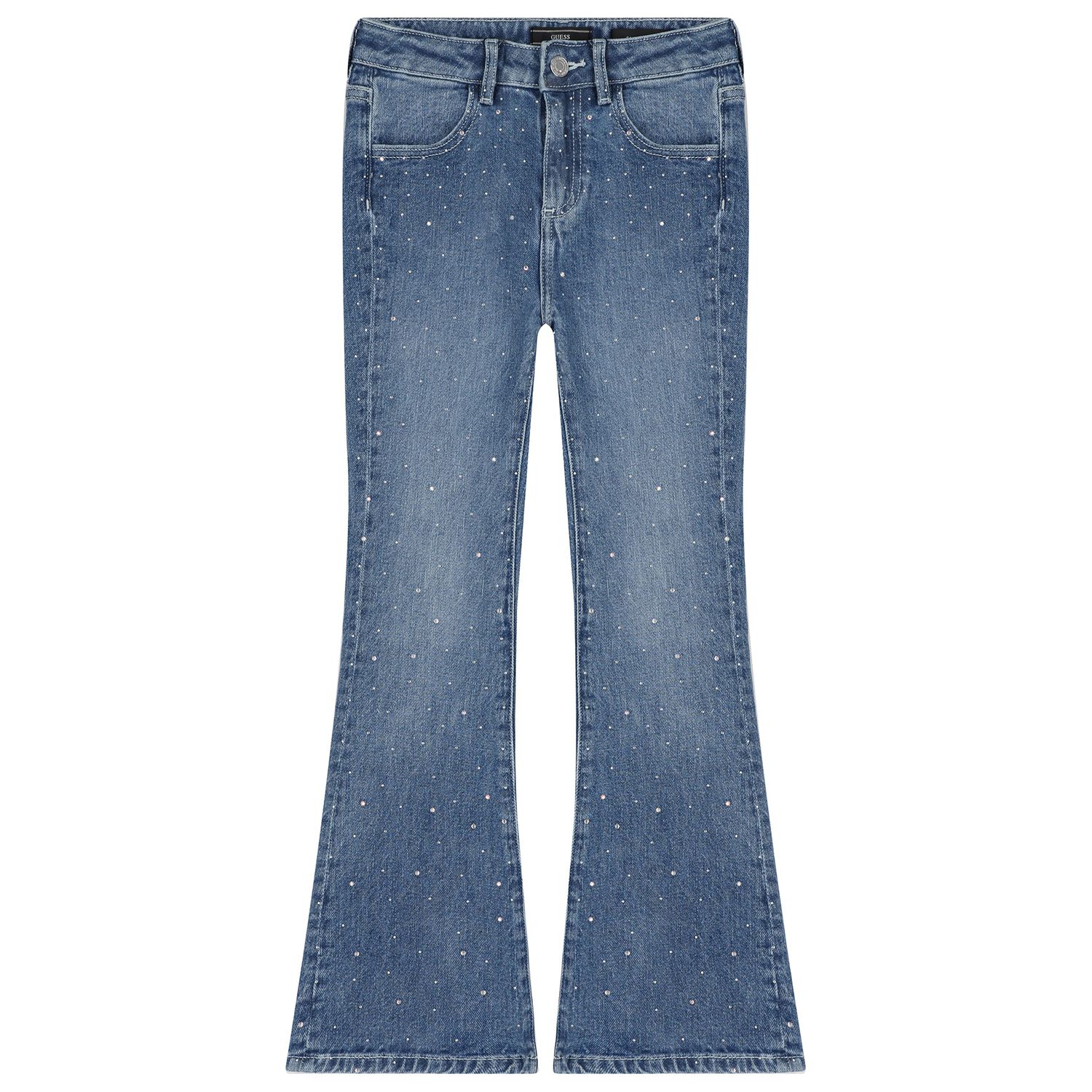 Girls Blue Embellished Denim Jeans, 1, hi-res image number null