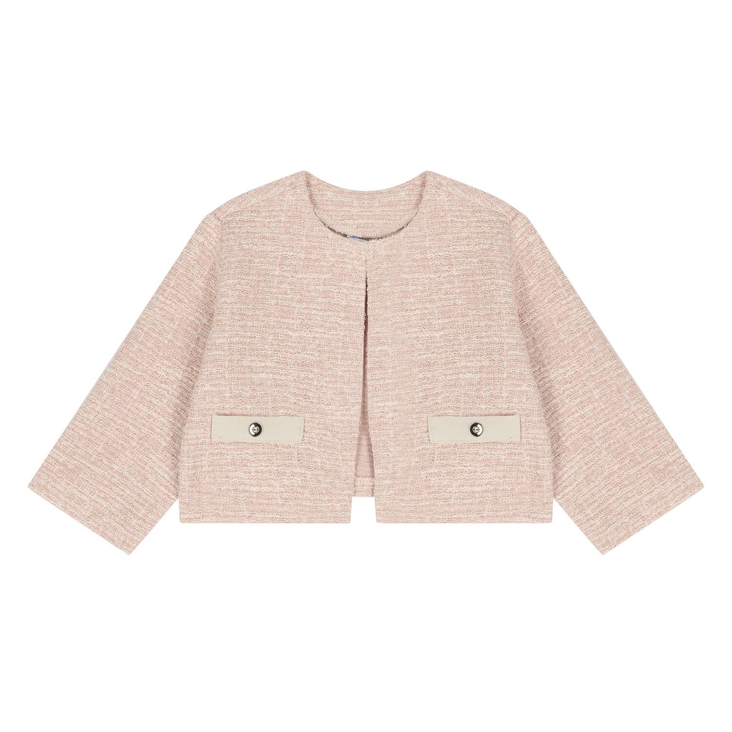 Younger Girls Pink Tweed Knit Skirt Set, 1, hi-res