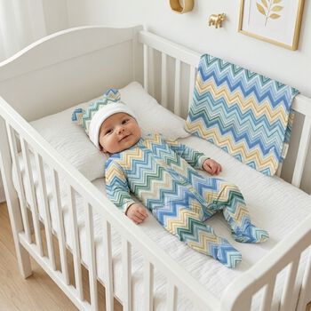 Blue & Yellow Zig Zag Baby Blanket