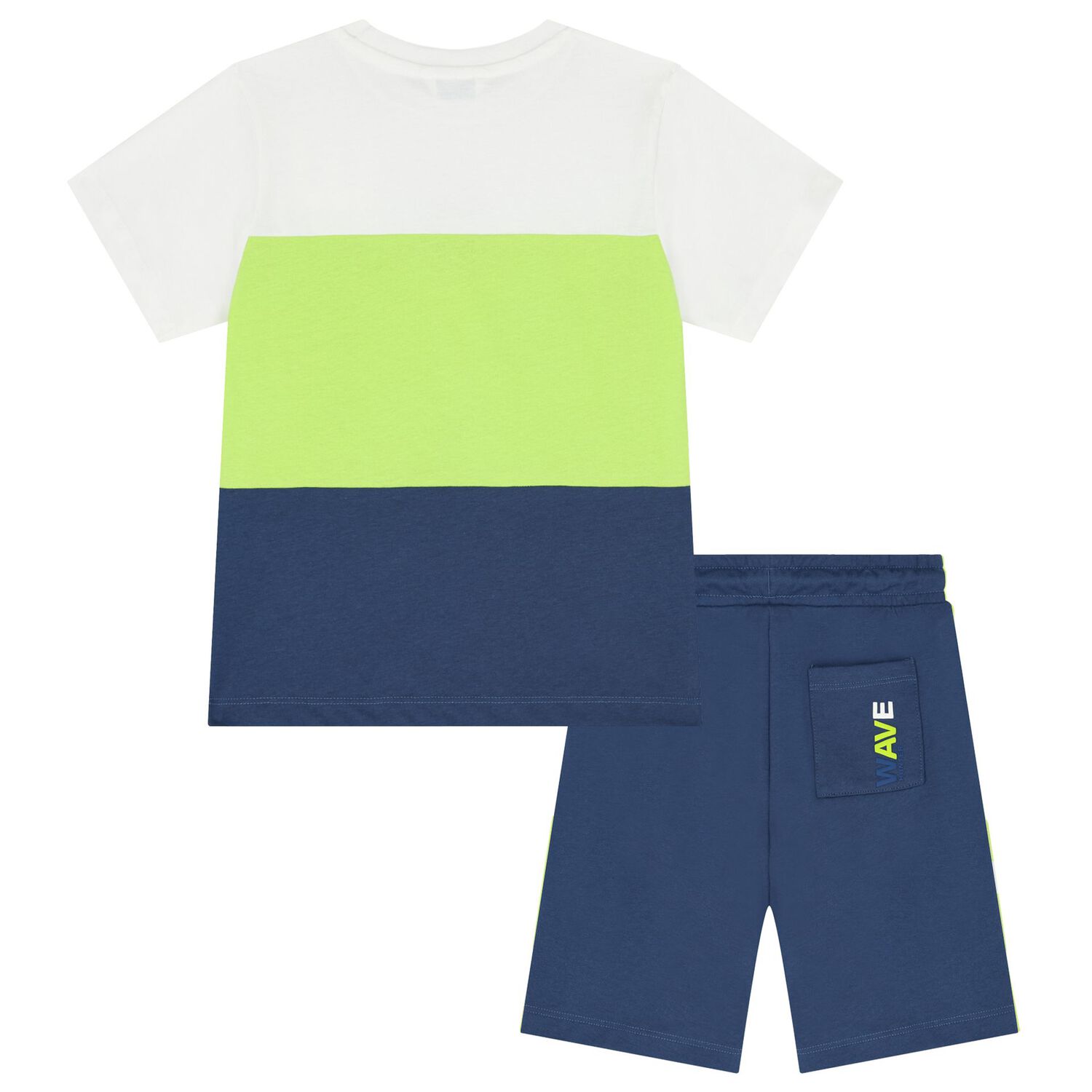 Boys White, Green, & Navy Blue Shorts Set, 1, hi-res