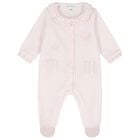 Baby Girls Pink Striped Collar Babygrow, 3, hi-res
