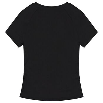 Girls Black Embellished Logo T-Shirt