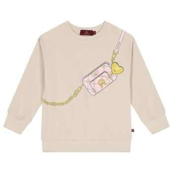 Girls Beige Crossbody Bag Sweatshirt