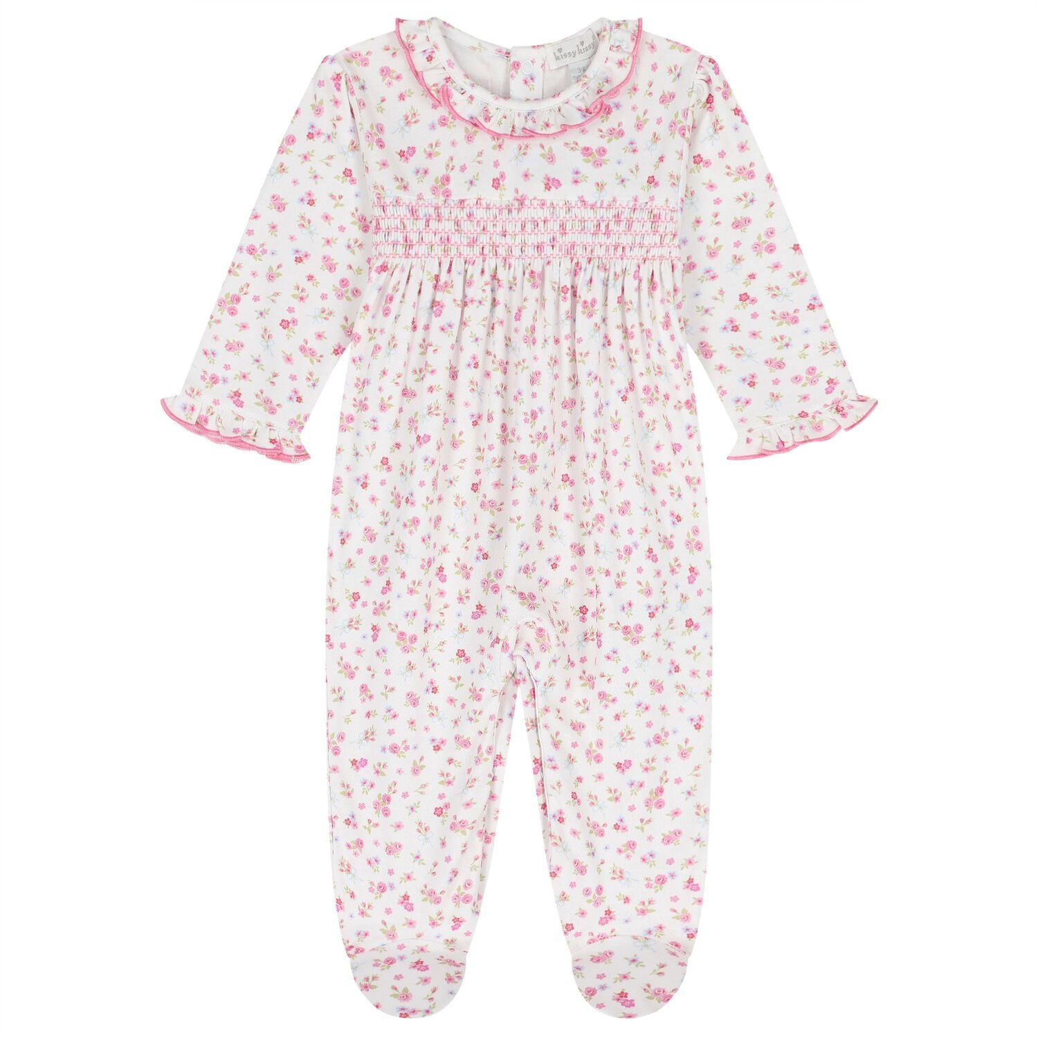 Baby Girls White & Pink Rose Renaissance Babygrow, 1, hi-res