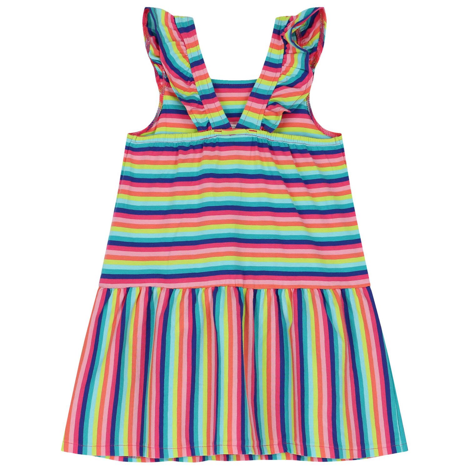Girls Multi-Coloured Striped Dress, 1, hi-res
