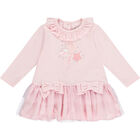 Baby Girls Pink Ruffled Dress, 1, hi-res