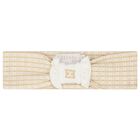 Baby Girls Ivory & Gold Logo Headband, 1, hi-res