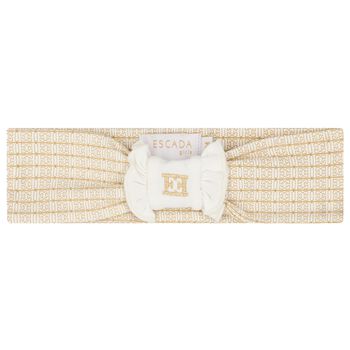 Baby Girls Ivory & Gold Logo Headband