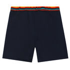 Boys Navy Logo Shorts, 1, hi-res