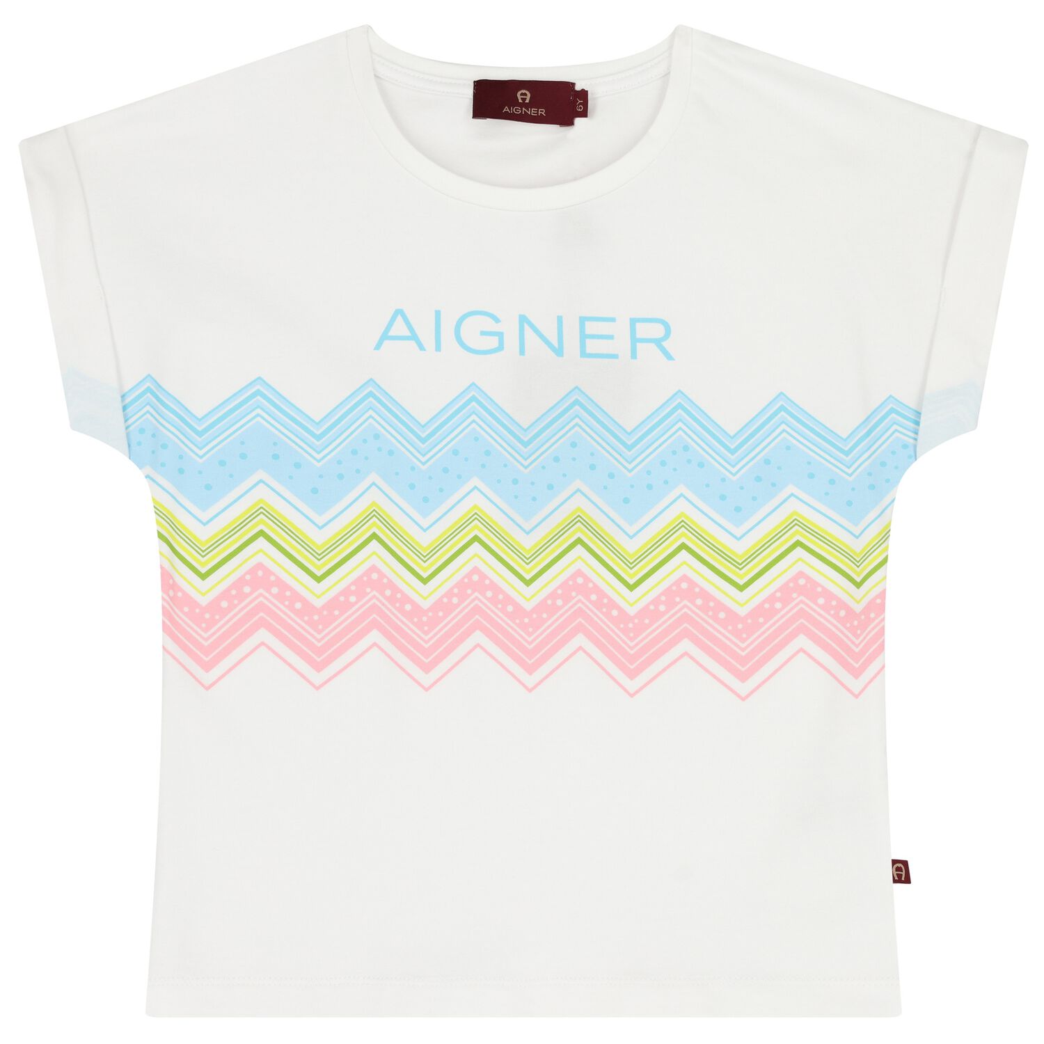 Girls White Zigzag Logo T-Shirt, 1, hi-res image number null