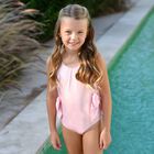 Girls Pink Iridescent Shimmer Swimsuit, 1, hi-res