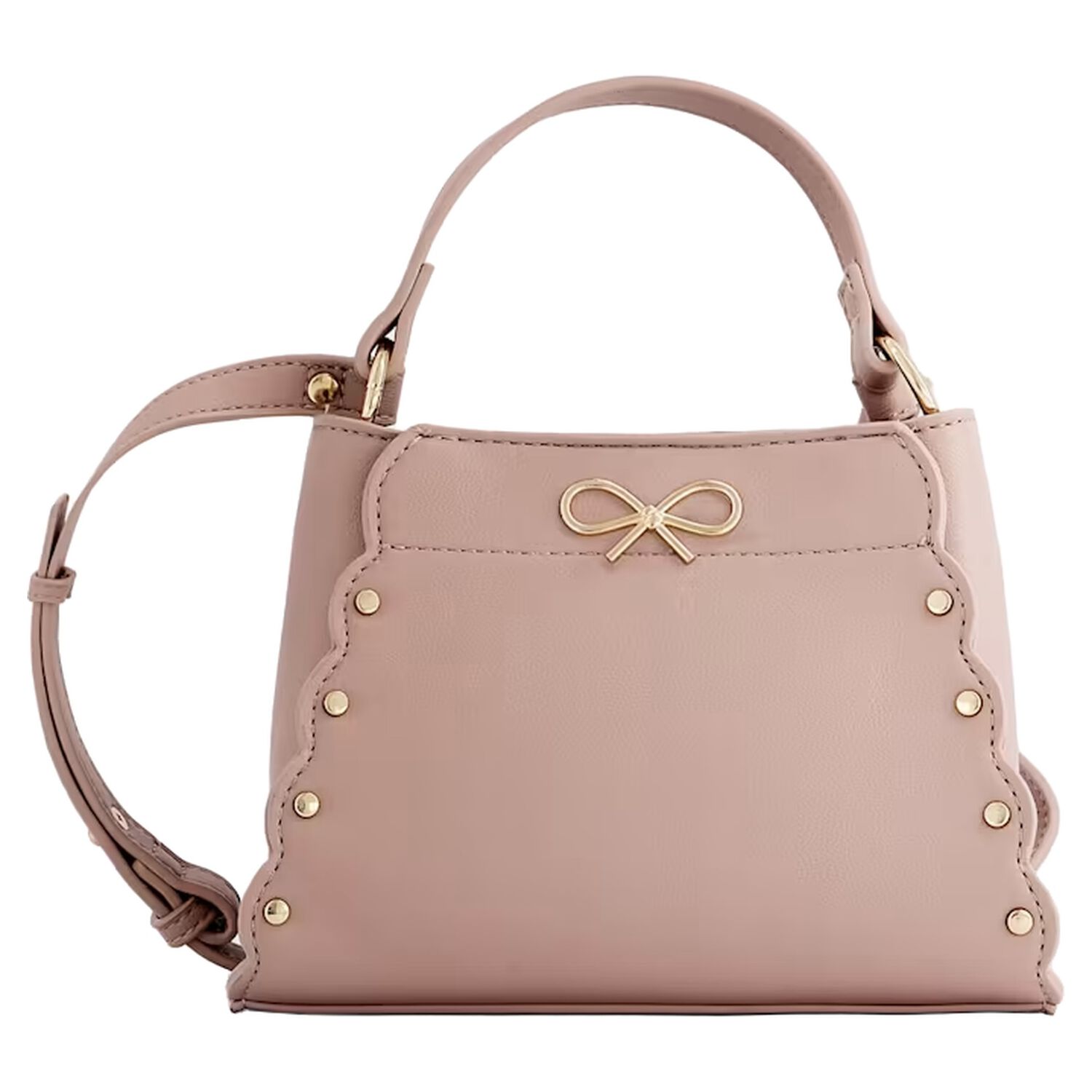 Girls Pink Faux Leather Handbag ( 15cm ), 2, hi-res