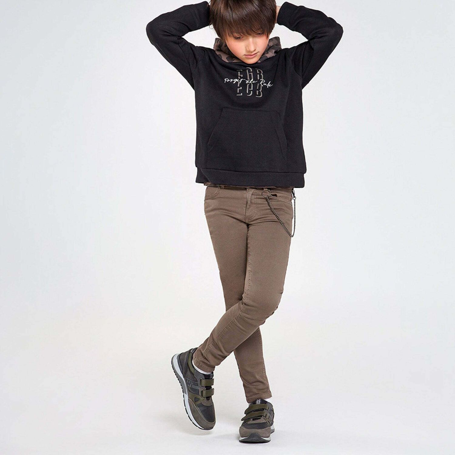 Boys Khaki Jeans Style Trousers, 1, hi-res image number null