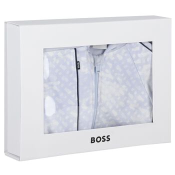 بدله رياضيه للاولاد بالشعار باللون الازرق 