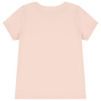 Girls Pink Glittery Heart Logo T-Shirt
