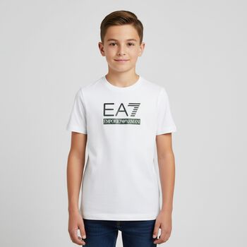 Boys White Logo T-Shirt, 2 Boys White Logo T-Shirt