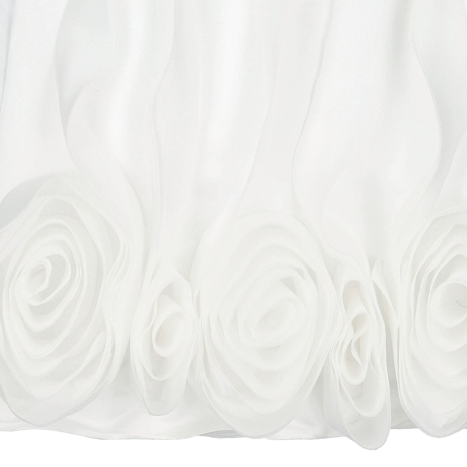 Girls White Flower Satin Dress, 1, hi-res
