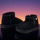 Younger Girls Black Faux Suede Boots, 2, hi-res