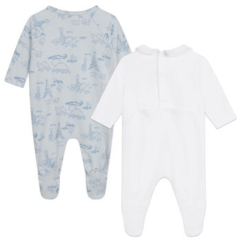 Boys Blue & White Logo Babygrows ( 2-Pack ) 