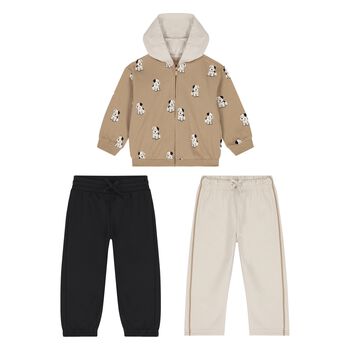 Younger Boys Beige, Ivory & Black Tracksuit ( 3 Piece )