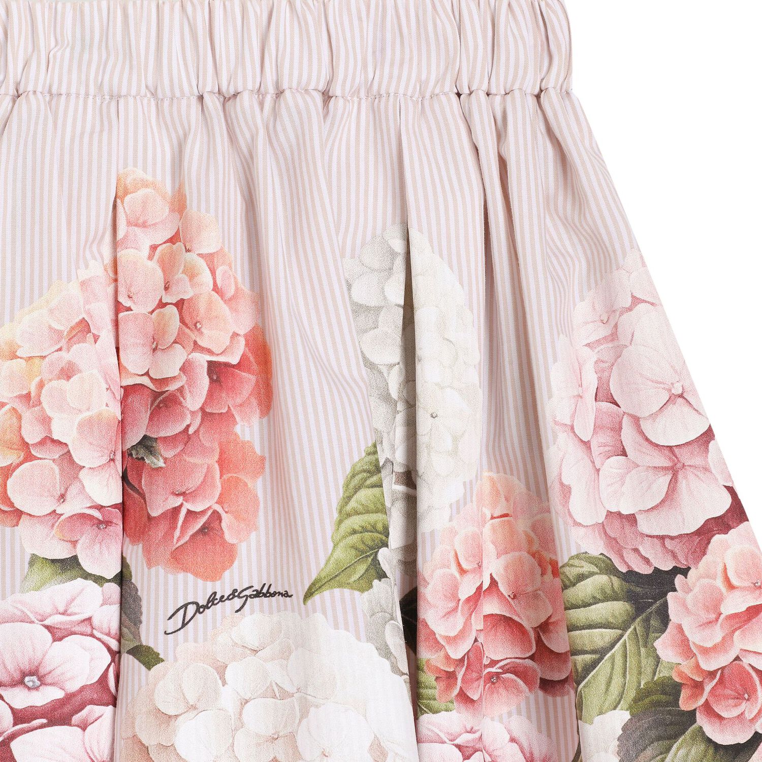 Girls Pink & Ivory Striped Floral Skirt, 1, hi-res