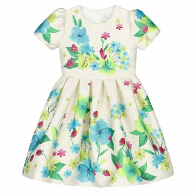 Girls Special Occasion Ivory Satin Dress