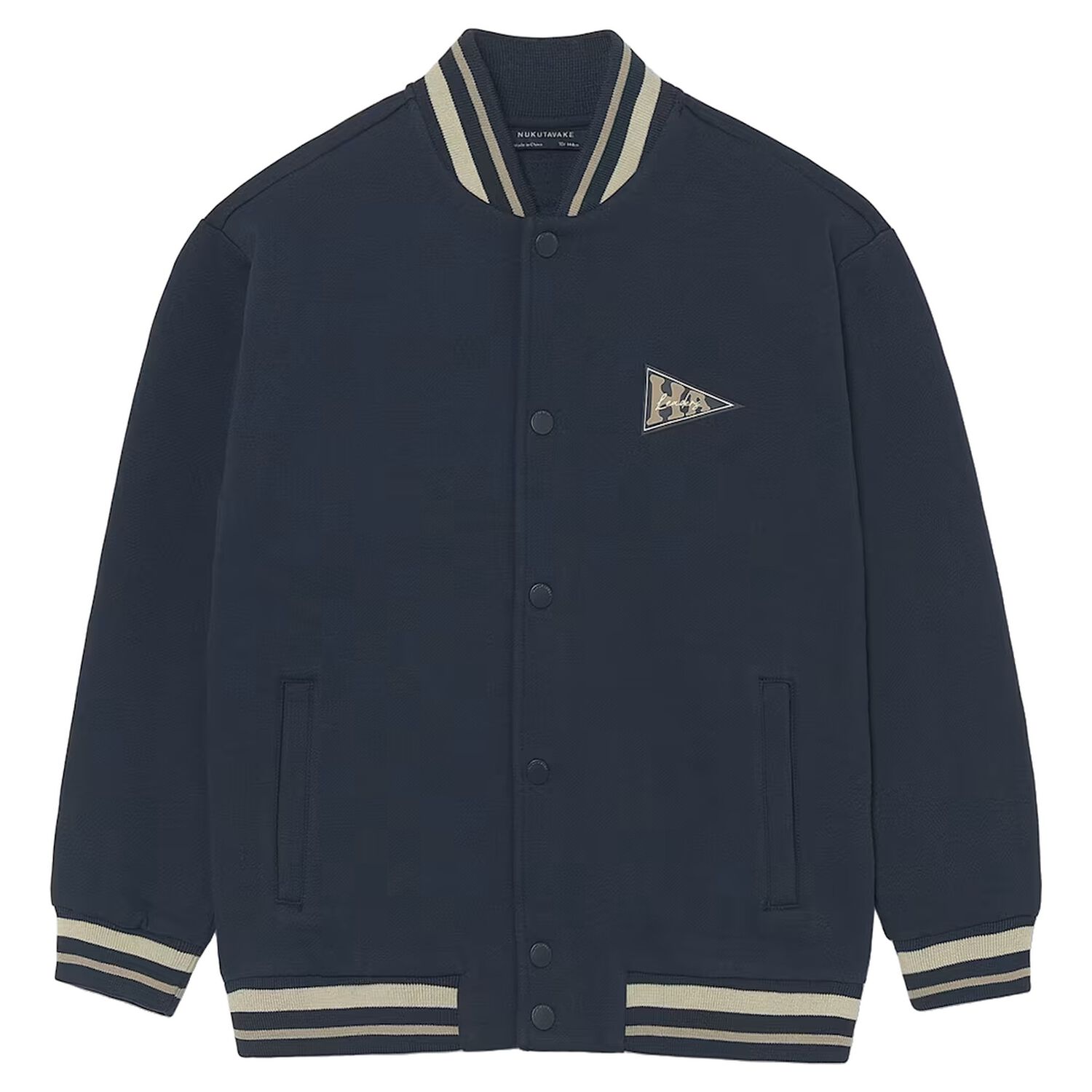 Boys Navy Blue Varsity Bomber Jacket, 1, hi-res