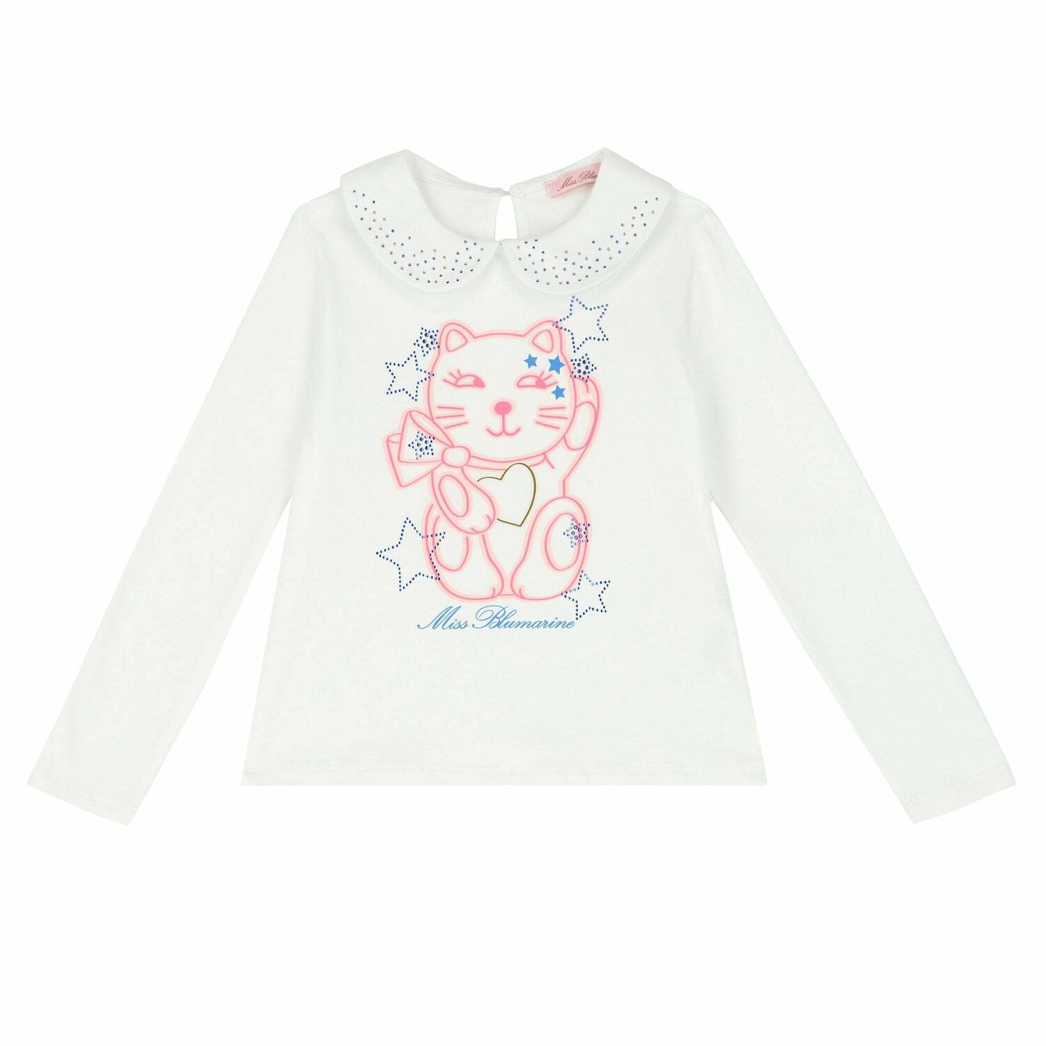 Girls White Printed Long Sleeve Top, 1, hi-res image number null