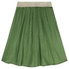 Girls Green Logo Pleated Skirt, 2, hi-res