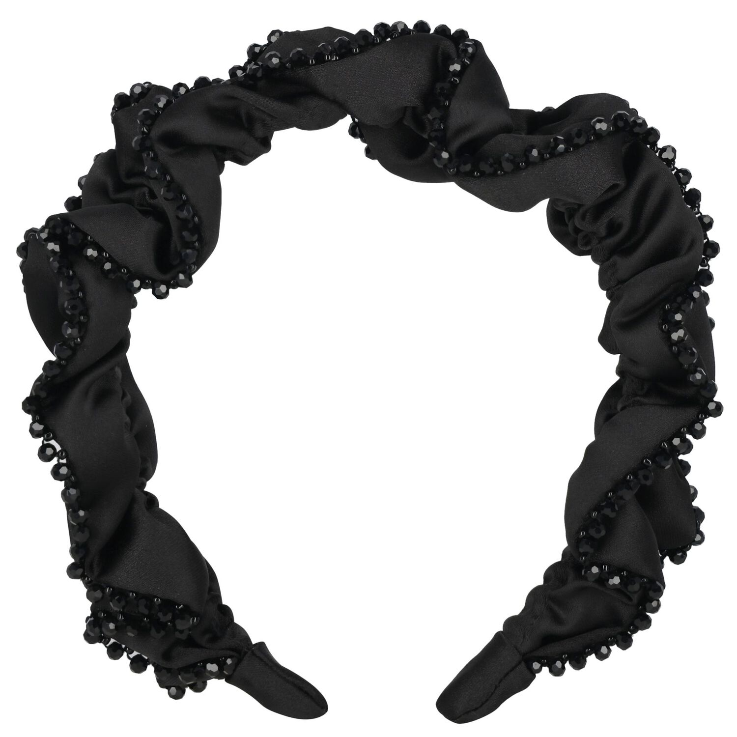 Girls Black Lavinia Beaded Headband, 3, hi-res