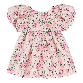 Baby Girls Pink Floral Puff Sleeve Dress