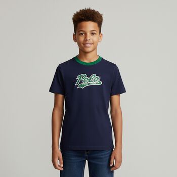 Boys Navy Blue Logo T-Shirt
