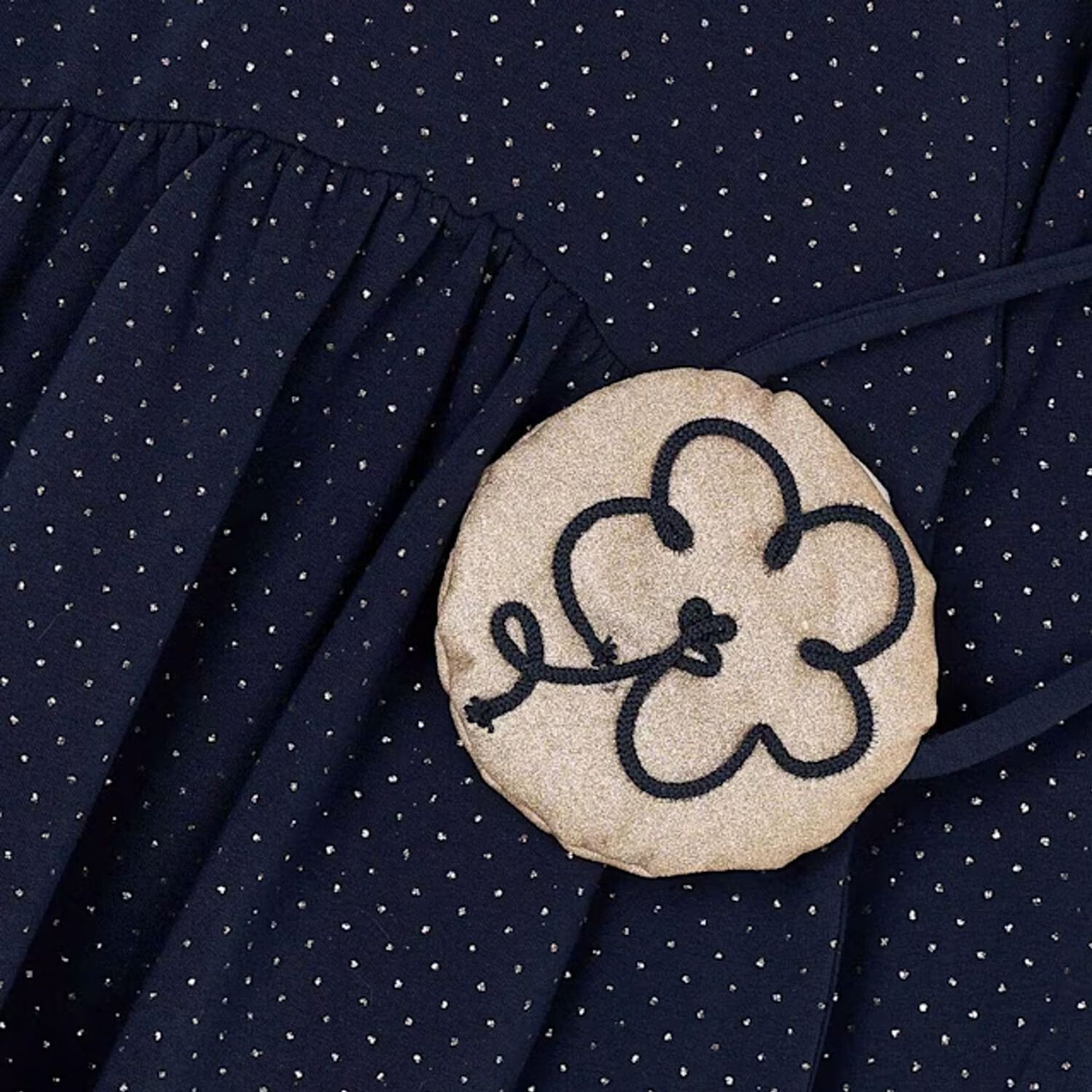 Girls Navy Blue Flower Dress Set, 2, hi-res